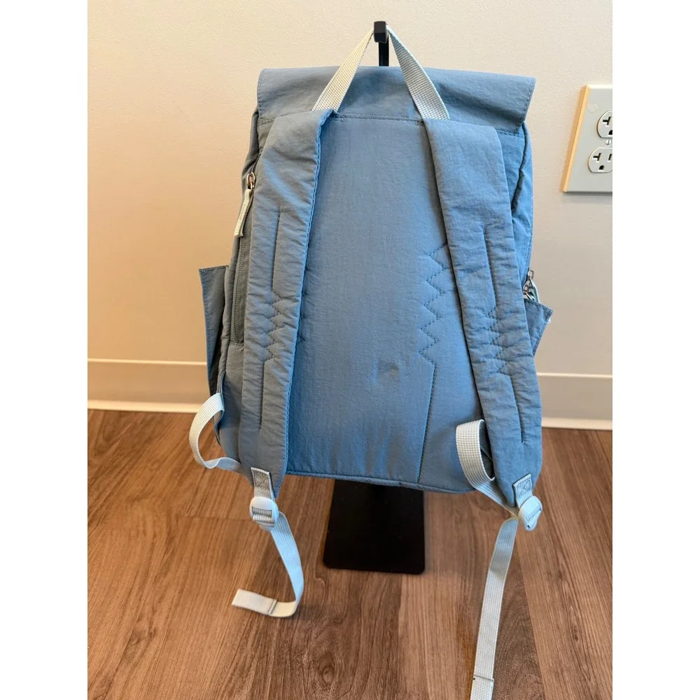 Life is Good x High Sierra Blue Nylon Backpack Sunset Seagull Graphic Travel Bag